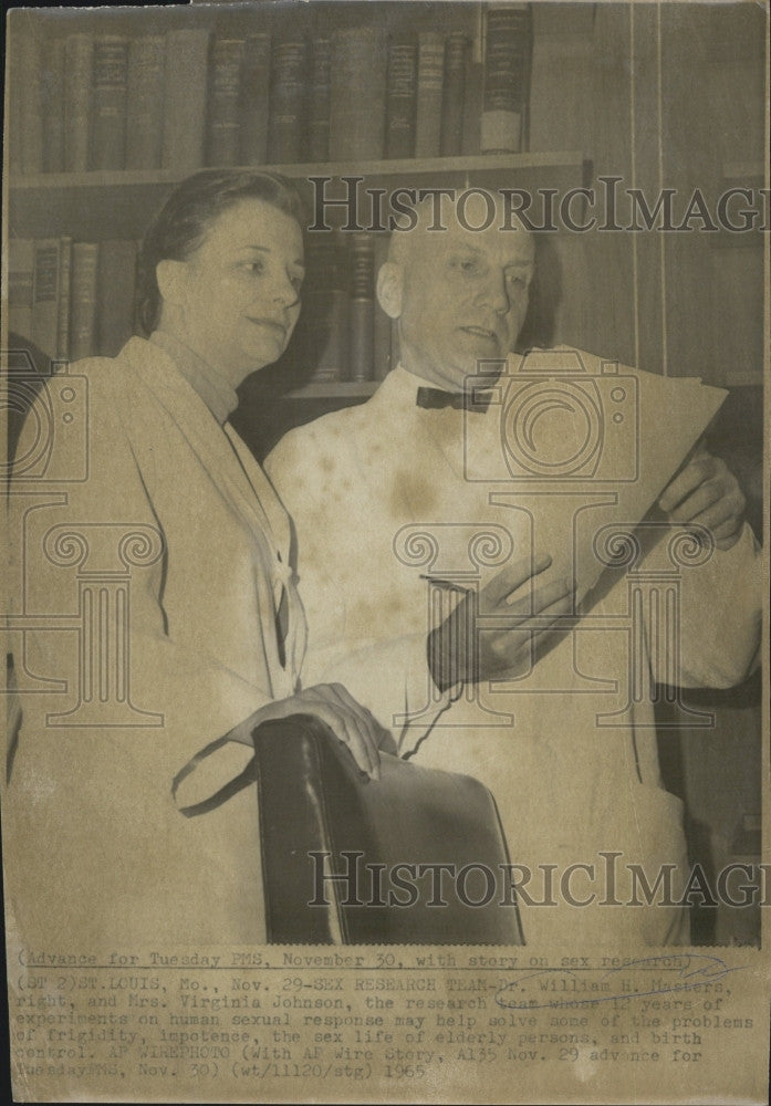 1965 Press Photo Dr. William Masters &amp; Mrs. Virginia Johnson

Virginia Johnson - Historic Images
