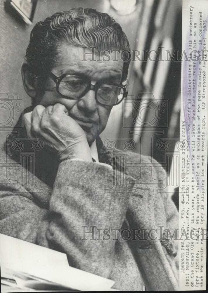 1975 Press Photo Singer Roy Acuff - Historic Images