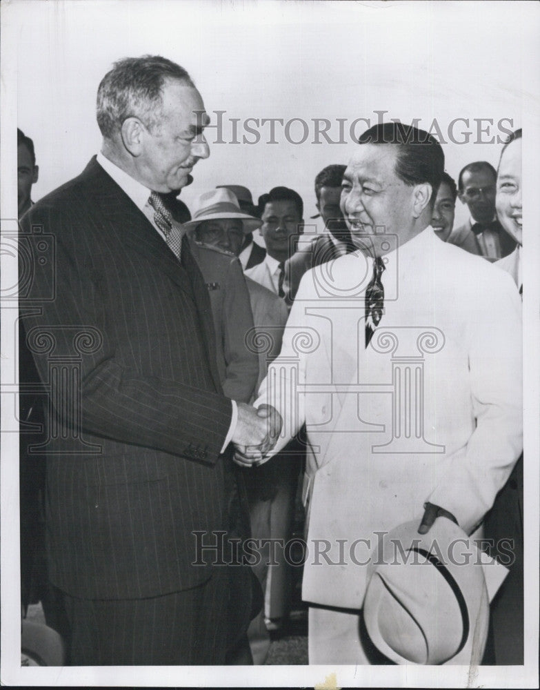 1951 Press Photo State. Sec. Dean Acheson &amp; Philippine Pres. Elpidio Quirino - Historic Images