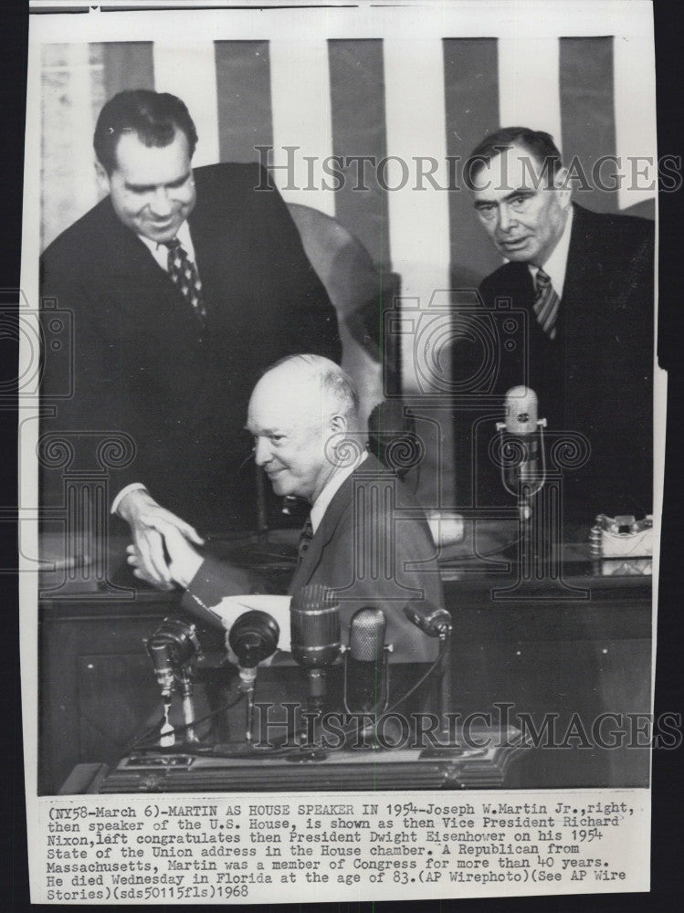 1968 Press Photo Richard Nixon, President Dwight Eisenhower, Joseph W. Martin - Historic Images