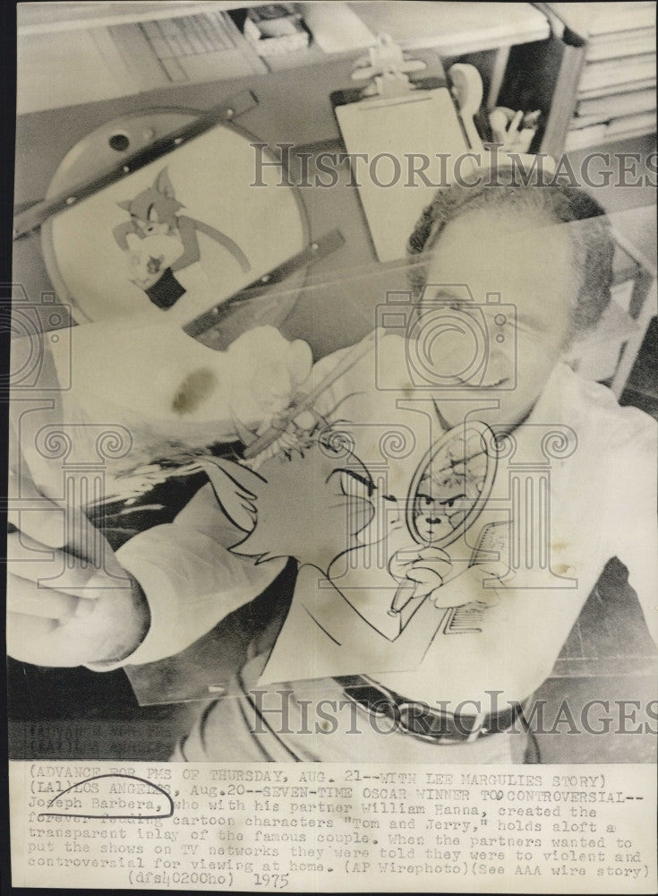 1975 Press Photo Cartoon Artist Joseph Barbera in Studio - Historic Images