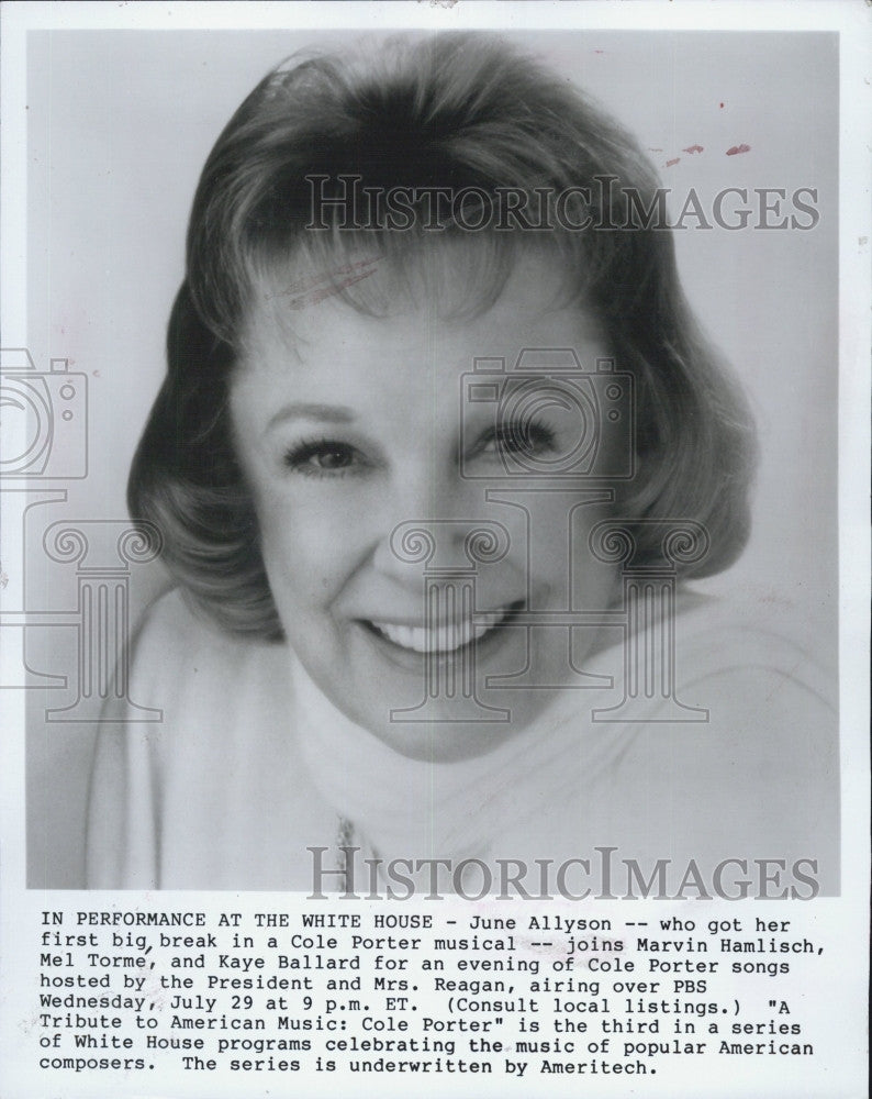 1991 Press Photo Actress June Allyson in &quot;Tribute to Cole Porter&quot; - Historic Images