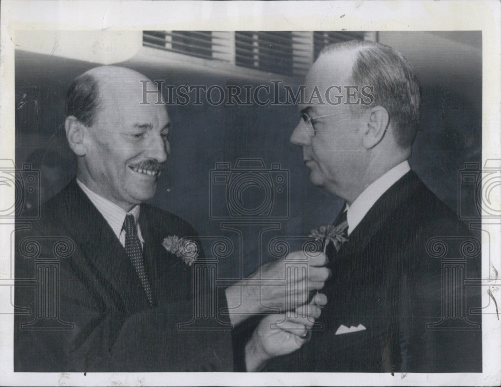 1947 Press Photo Prime Minister of England Clement Atlee (l) &amp; John Snyder US Se - Historic Images