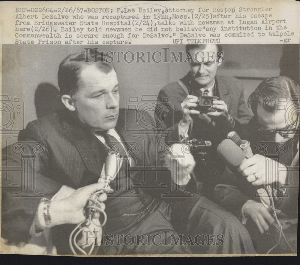 1967 Press Photo F. Lee Bailey, attorney for Boston Strangler Albert DeSalvo - Historic Images