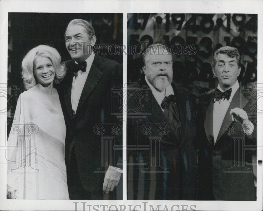 1976 Press Photo Anjie Dickinson,Gregory Peck, Orson Wells-The First Fifty Years - Historic Images