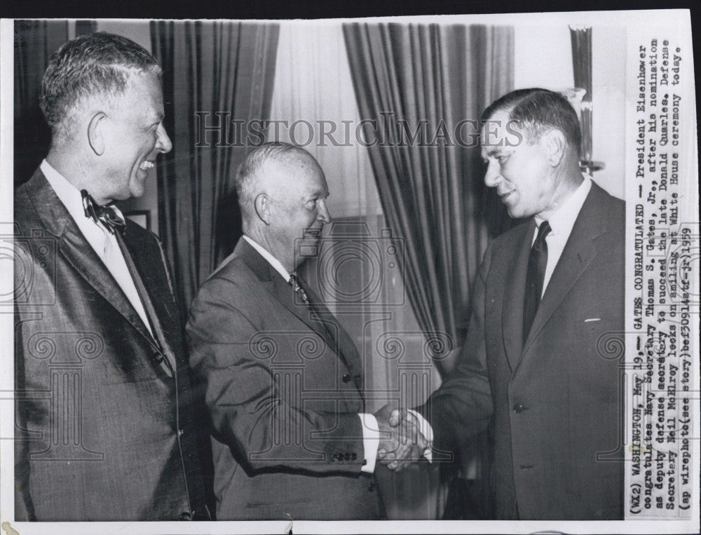 1959 Press Photo Pres Eisenhower Navy Sec Thomas Gates Jr nomination deputy - Historic Images