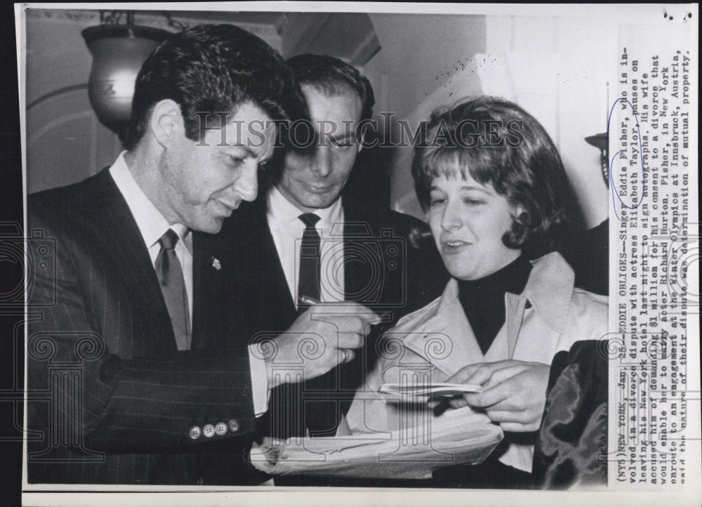 1964 Press Photo Singer Eddie Fisher and some fans - Historic Images