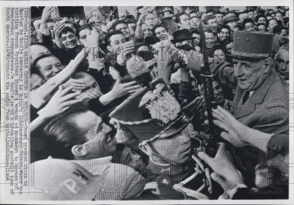 1964 Press Photo Charles De Gaulle visits Quito - Historic Images