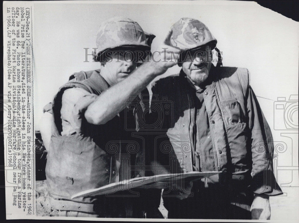 1968 Press Photo Copy 1966 Author John Steinbeck Marine Mine Warfare Da Nang - Historic Images