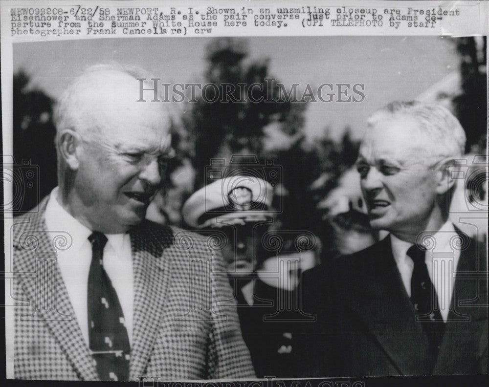 1958 Press Photo Pres. Eisenhower &amp; Sherman Adams - Historic Images