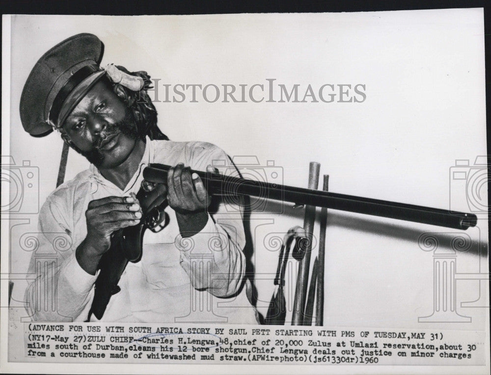 1960 Press Photo Zulu chief Charles HLengwa in S Africa - Historic Images