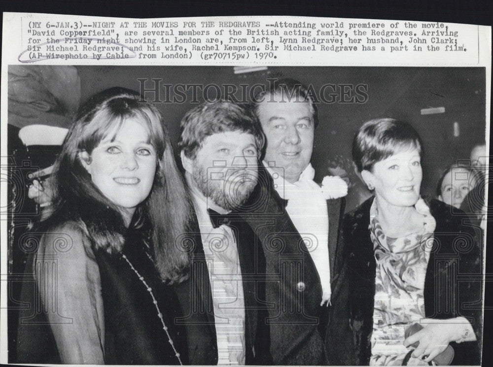 1970 Press Photo Sir Michael Redgrave,wife Rachel, Lynn Redgrave &amp; JClark - Historic Images