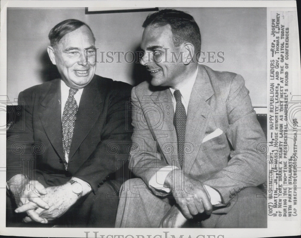 1951 Press Photo Minority leader Rep. Joseph W Martin Jr &amp; Gov. Thomas E. Dewey - Historic Images