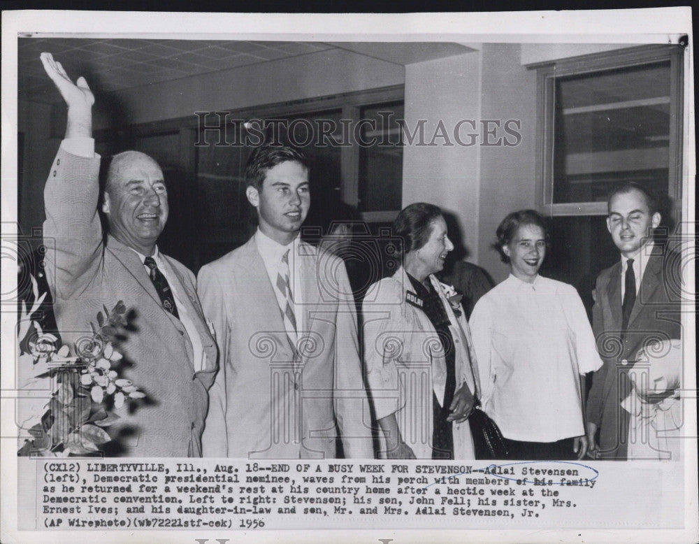 1956 Press Photo Dem candidate Adlai Stevenson  &amp; his family - Historic Images