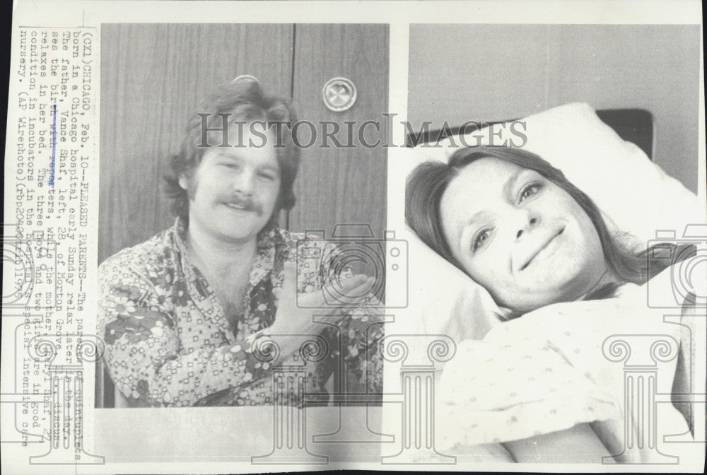 1975 Press Photo Vance &amp; Cheryl Shaf Parents of Quintuplets in Chicago - Historic Images