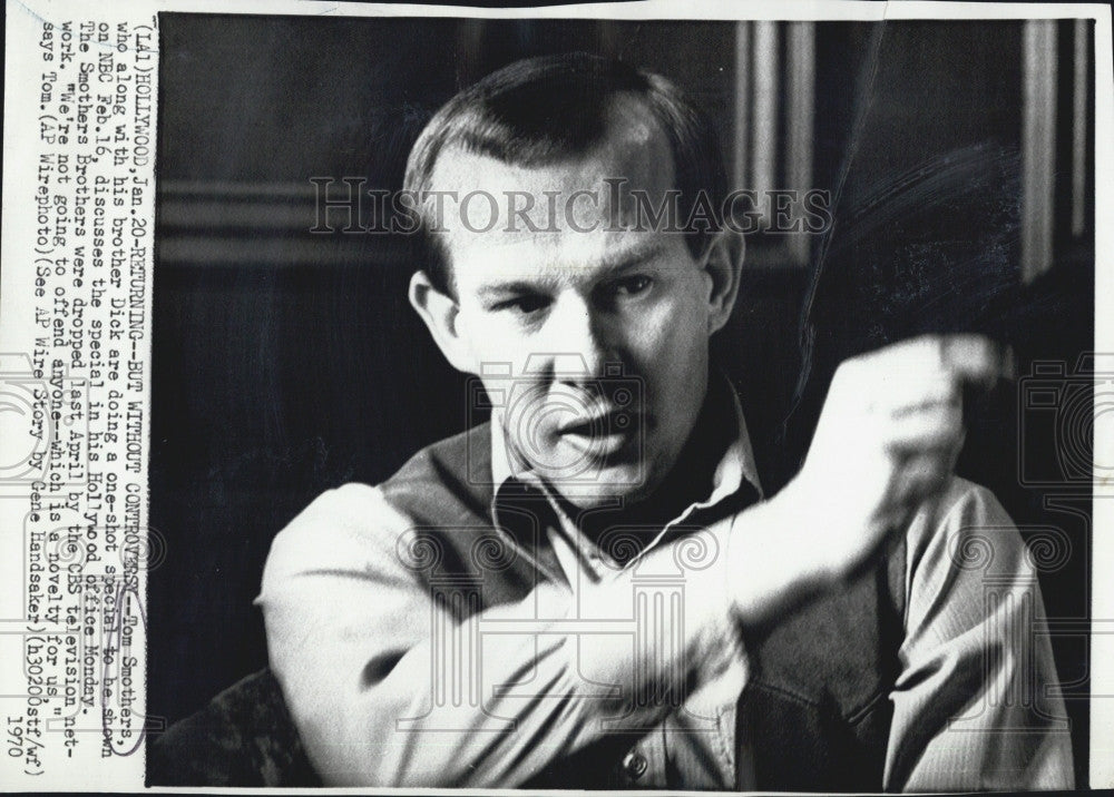 1970 Press Photo Comedian Tommy Smothers on NBC - Historic Images