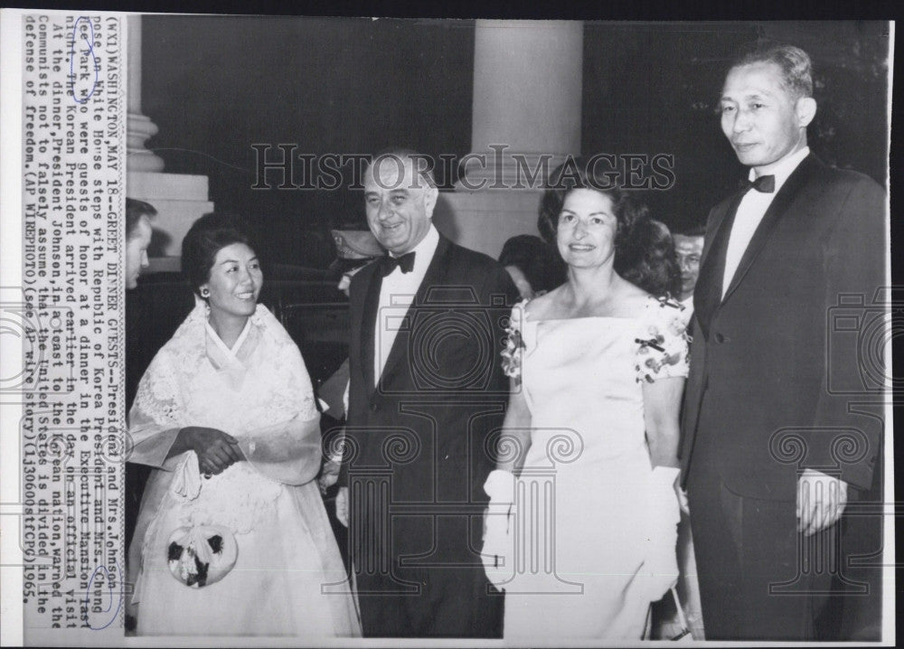 1965 Press Photo President &amp; Mrs Johnson &amp; Korean Pres &amp; Mrs Chung - Historic Images