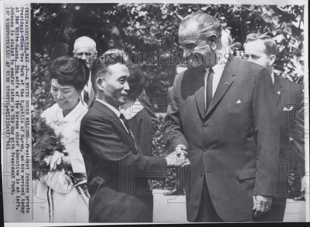 1965 Press Photo Pres Johnson &amp; Korean Pres Chung - Historic Images