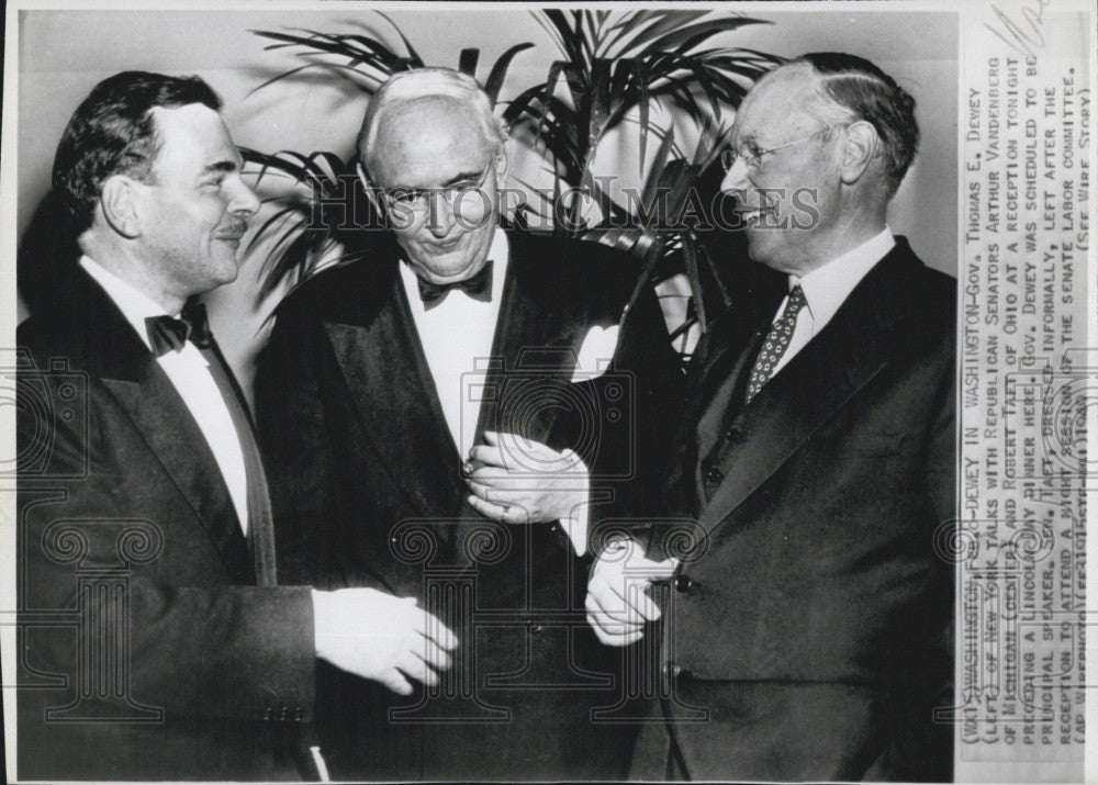 1949 Press Photo Governor Thomas Dewey New York Republican Arthur Vandenberg - Historic Images