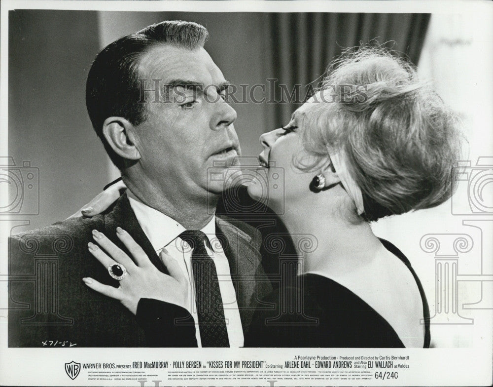 1964 Press Photo Fred McMurray &amp; Arlene Dahl &quot;Kisses For My President&quot; - Historic Images