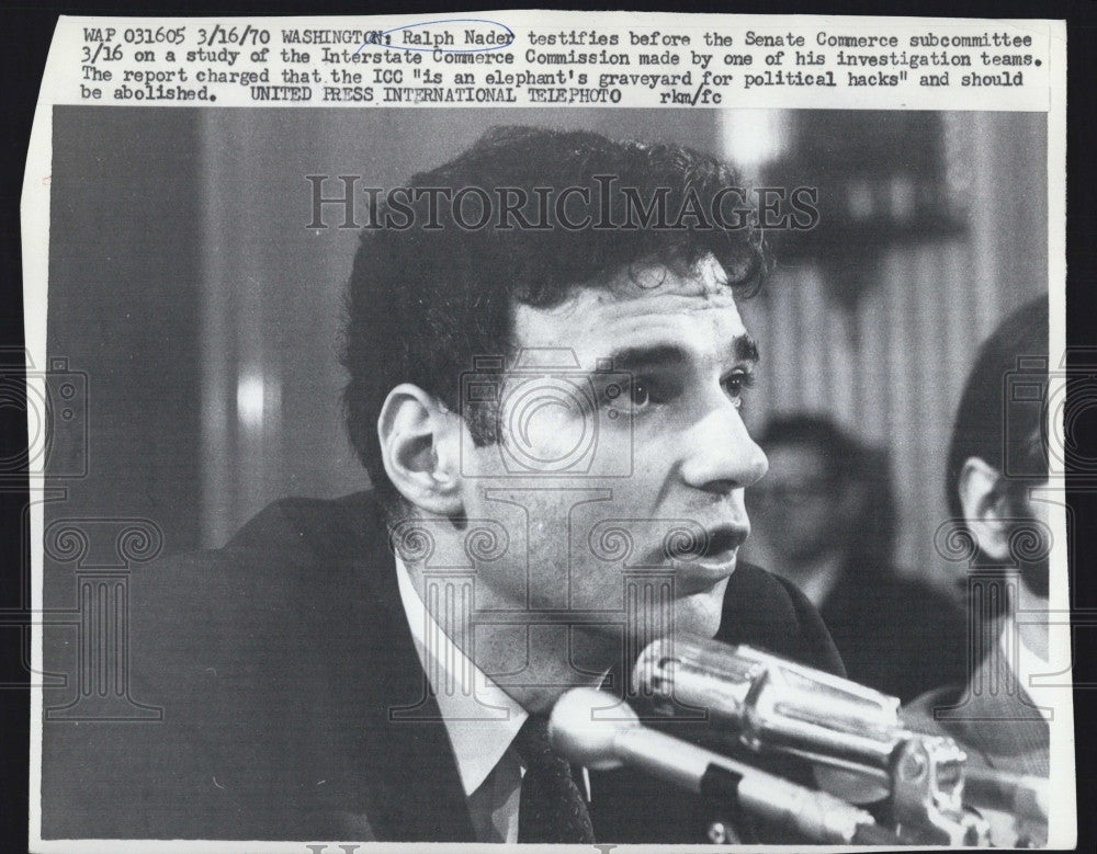 1970 Press Photo Consumer advocate Ralph Nader Interstate comm - Historic Images