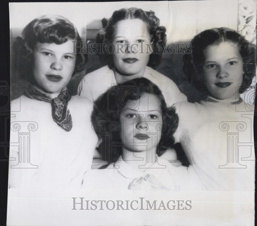 1953 Press Photo  Badgett quads, Joan,Joyce,Jeraldine &amp; Jeanette - Historic Images