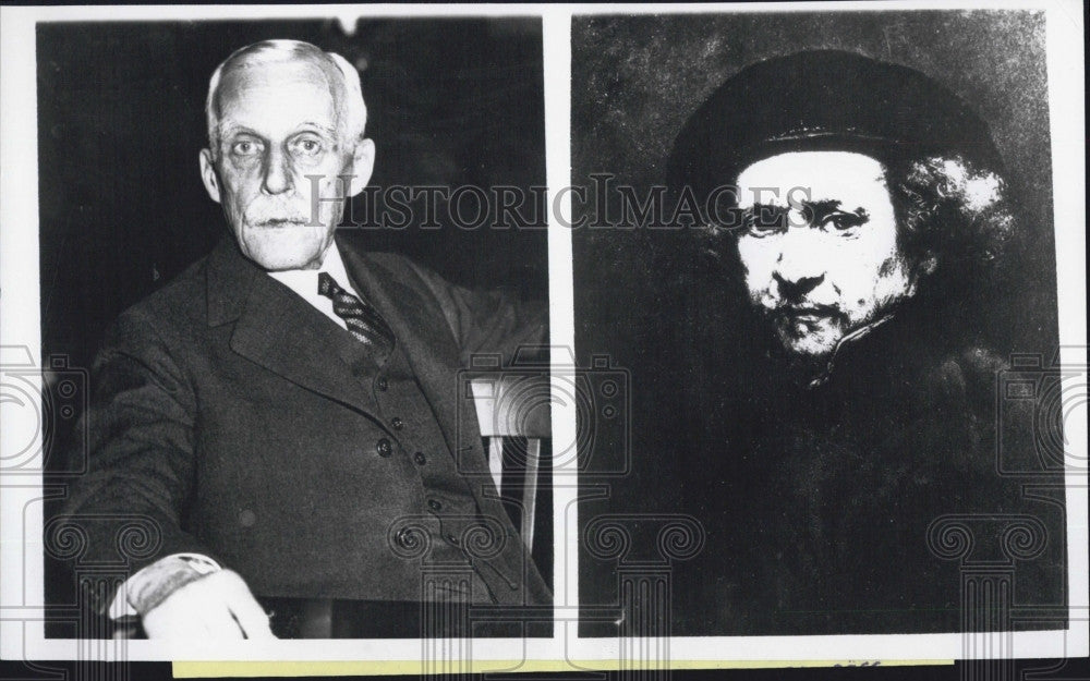 1966 Press Photo Andrew mellon &amp; Rembrandt painting - Historic Images
