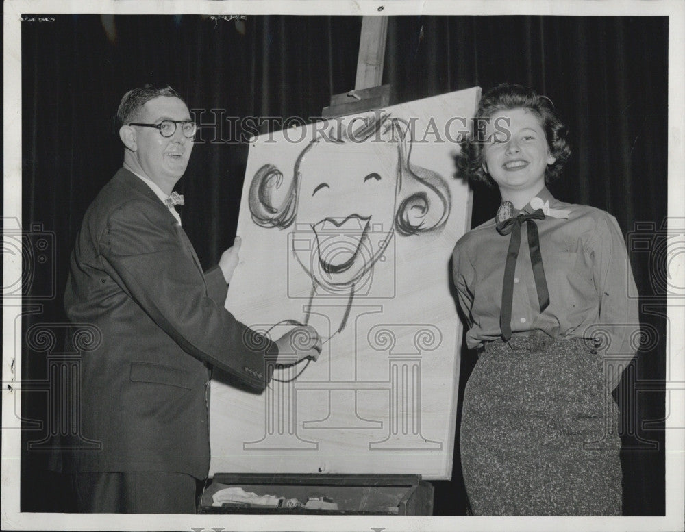 1955 Press Photo Dick Browne Elaine Freeman Artist - Historic Images