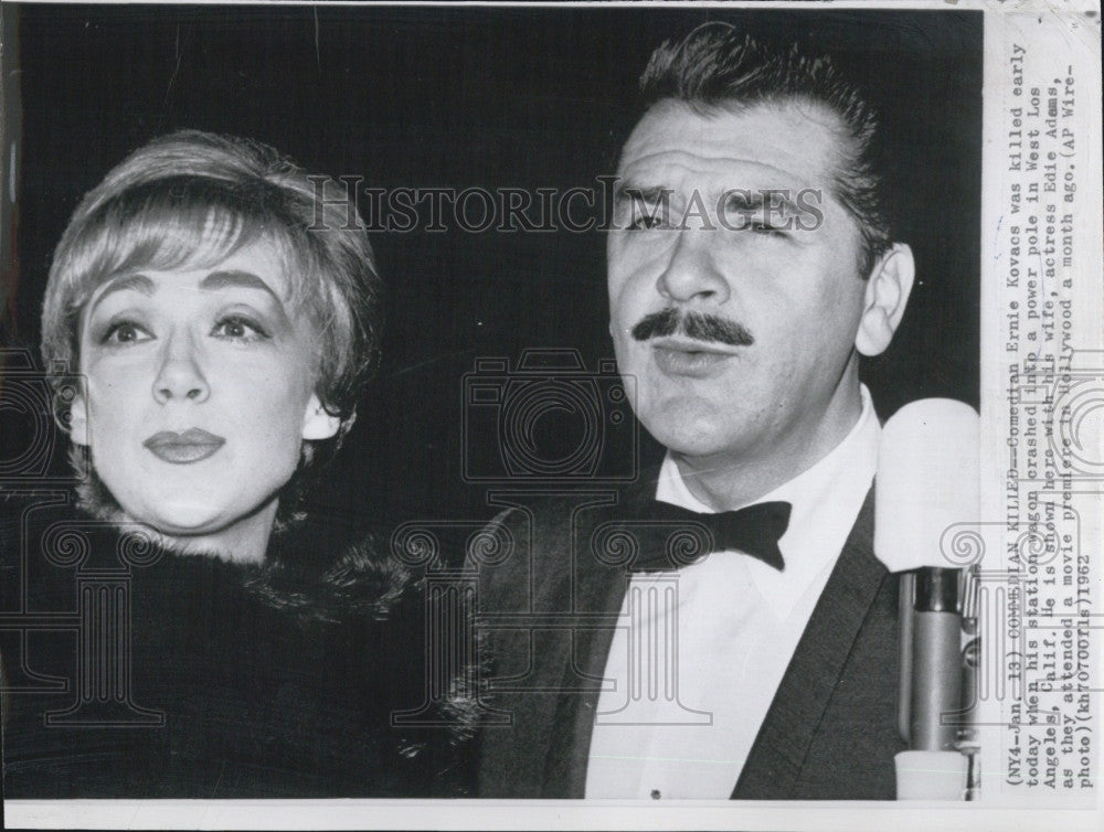 1962 Press Photo Comedian Ernie Kovacs Edie Adams Hollywood Premier - Historic Images