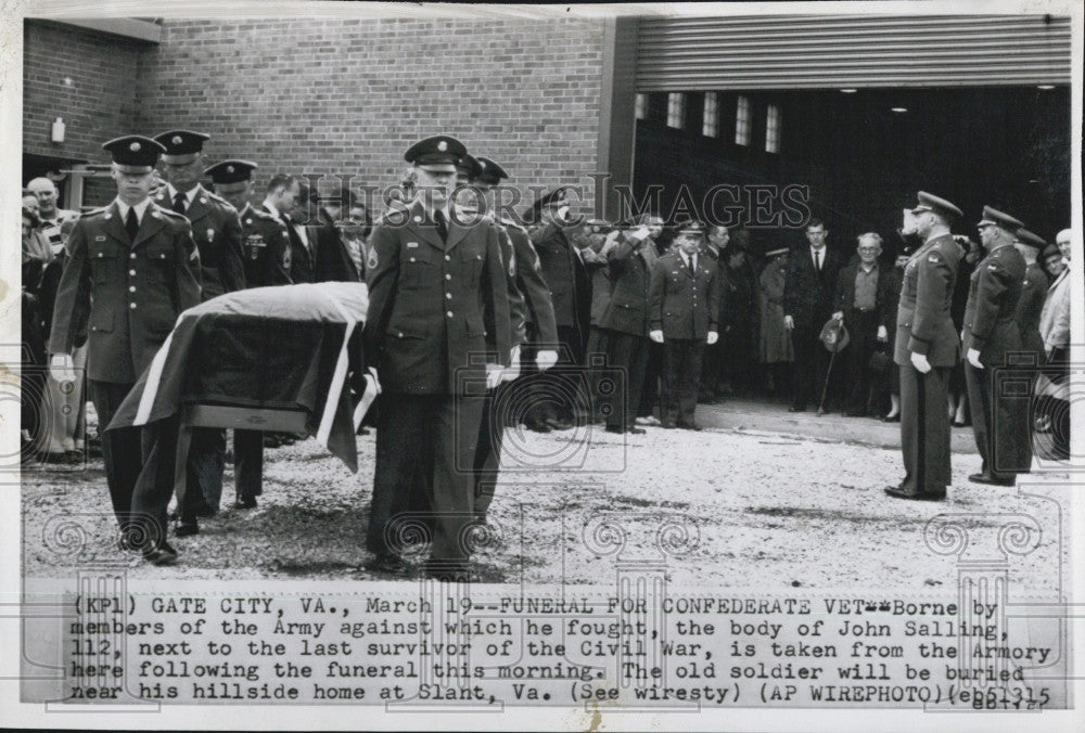 1959 Press Photo John Salling Next to Last Civil War Survivor Funeral Soldier - Historic Images