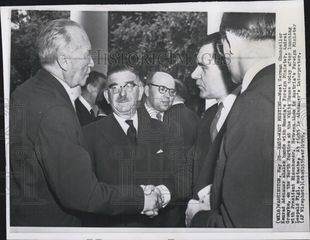 1959 Press Photo West German Chancellor Konrad Adenauer Andrei Gromyke - Historic Images