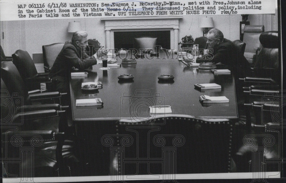 1968 Press Photo Sen Eugene McCarthy &amp;  Pres. Johnson - Historic Images