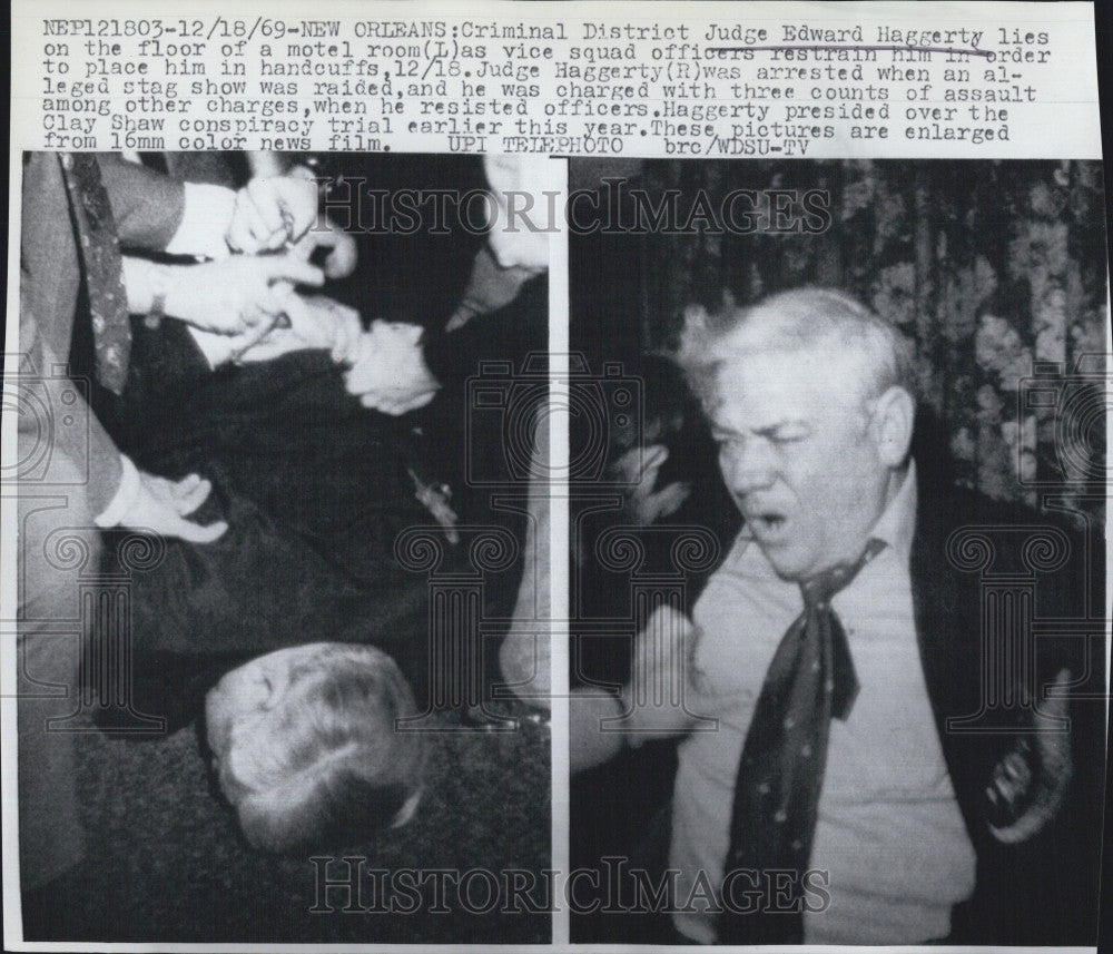 1969 Press Photo Criminal District Judge Edward Haggerty Arrested Criminal Charg - Historic Images