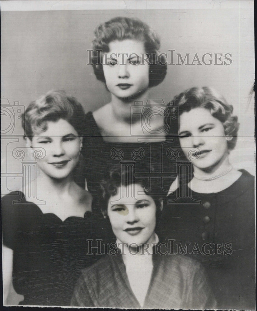 1956 Press Photo Badgett quadruplets,Joan,Jeraldine,Jeanette,Joyce - Historic Images