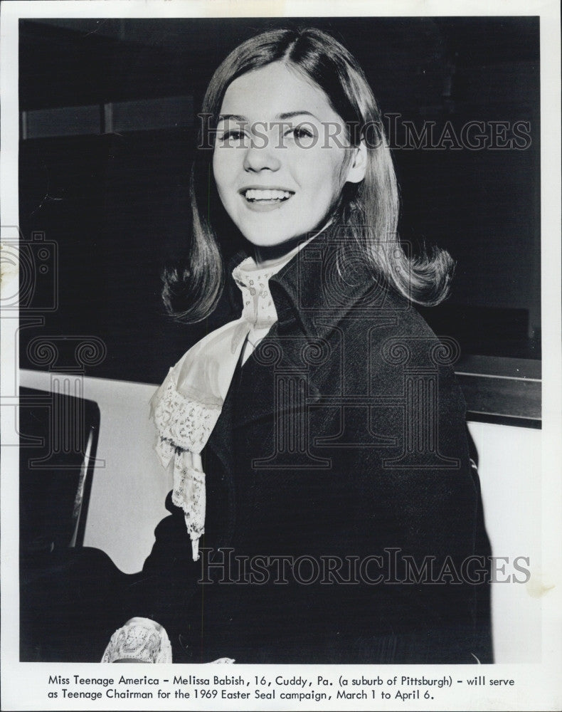 1969 Press Photo Miss Teenage America Melissa Babish Teenage Chairman 1969 - Historic Images