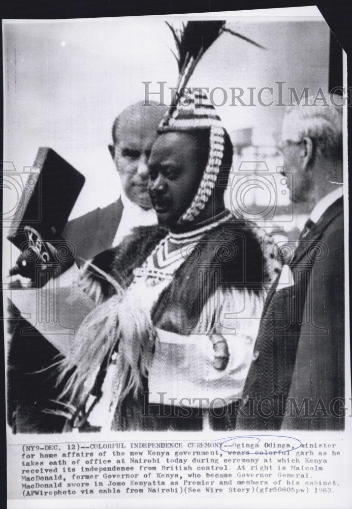 1963 Press Photo Oginga Odinga Minister of Affairs for Keyna At Ceremony For - Historic Images