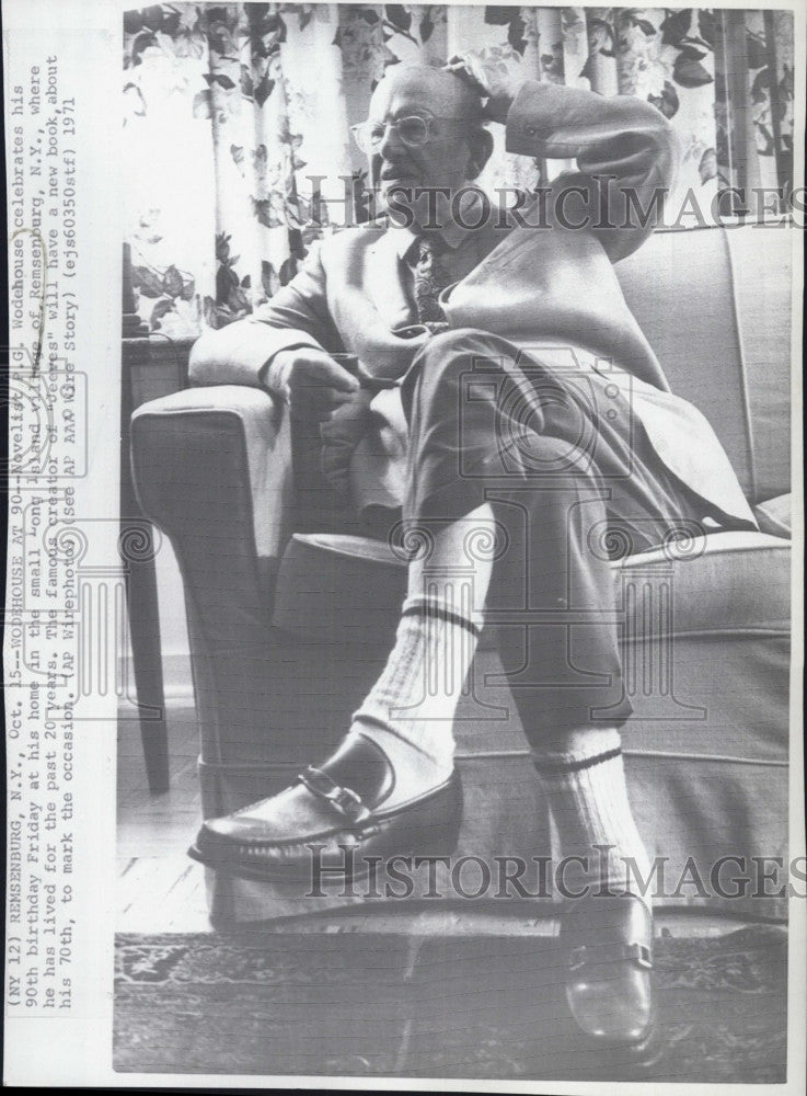 1971 Press Photo Novelist, PG Wodehouse at home - Historic Images