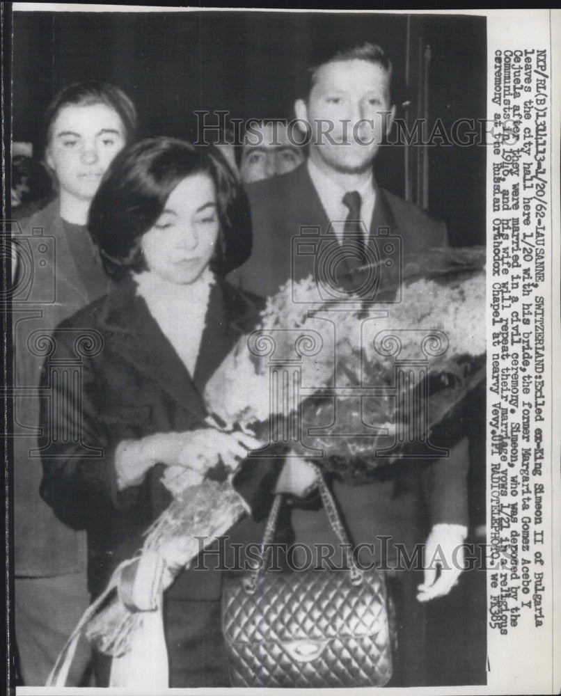 1962 Press Photo Ex King Simeon II of Bulgaria &amp; bride MG Acebo yCejuela - Historic Images