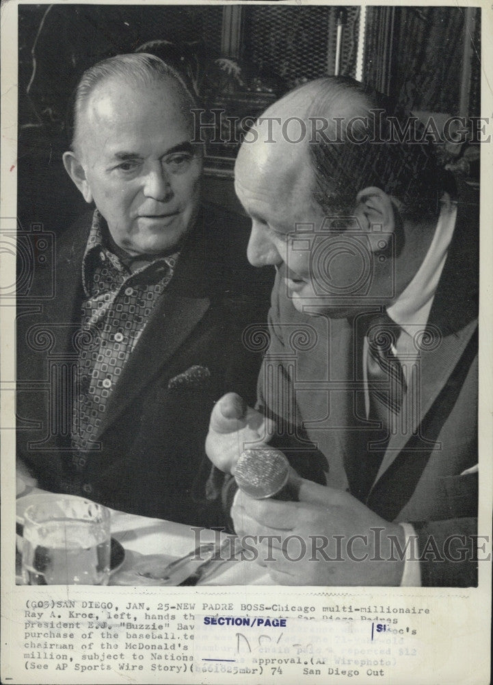 1974 Press Photo Ray A. Kroc, Chicago Multi-Millionaire - Historic Images