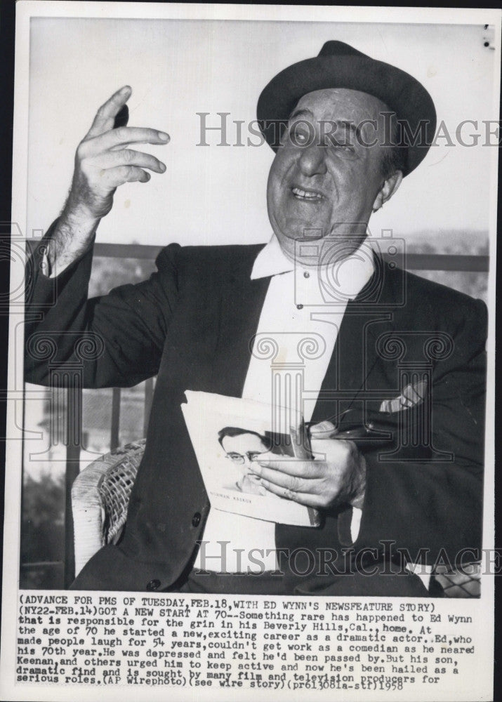 1958 Press Photo Ed Wynn at the age of 70 - Historic Images