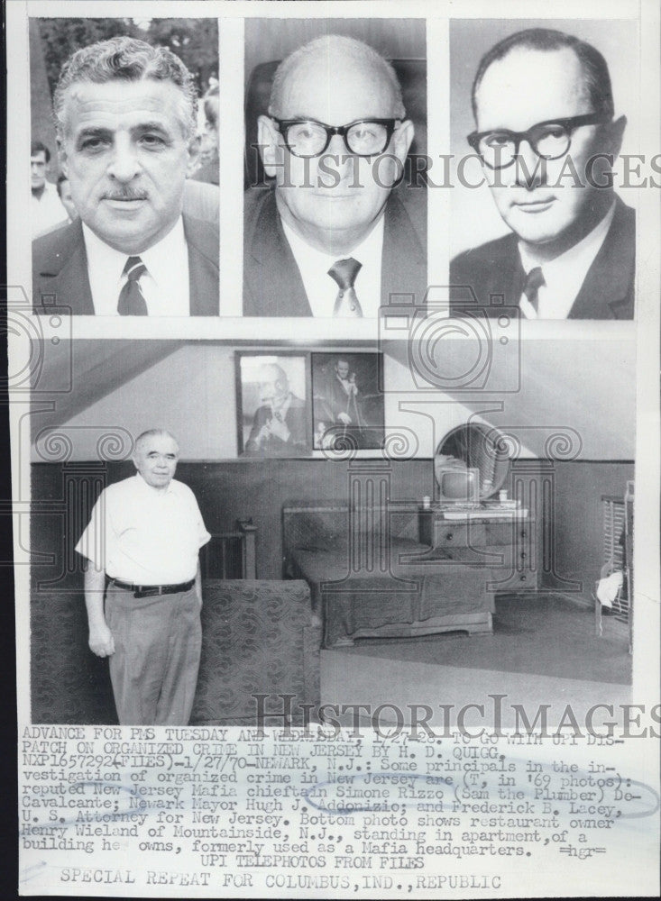 1970 Press Photo Simone Rizzo Hugh Addoznio Suspects Jersey Gang Crime - Historic Images