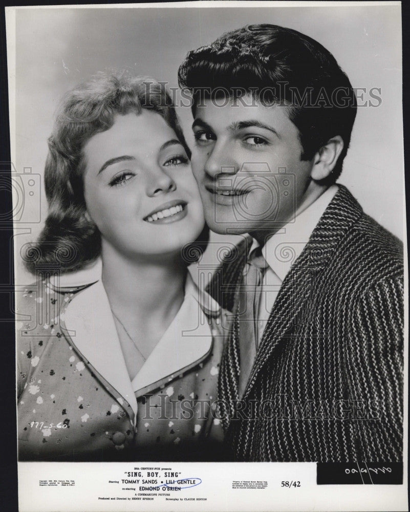 1958 Press Photo Tommy Sands Lili Gentle &quot;Sing Boy Sing&quot; Film Television Actor - Historic Images