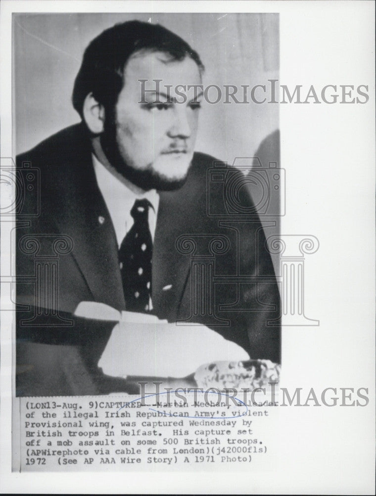 1971 Press Photo Mantin Meehan Irish Republican Army Leader Captured by British - Historic Images