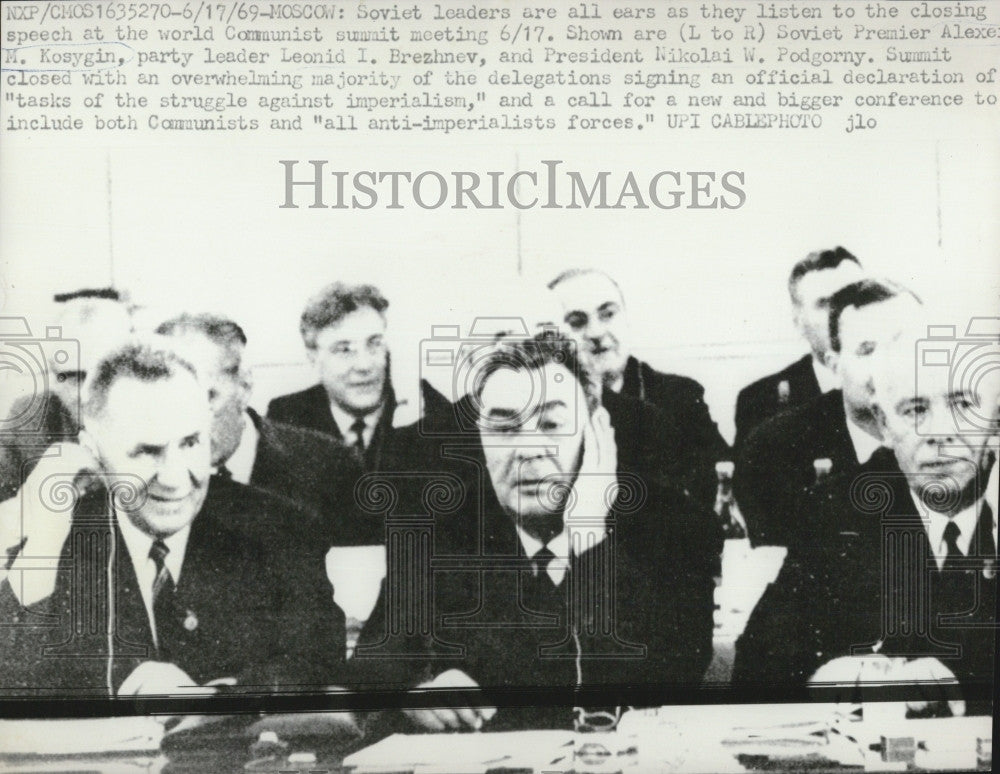 1969 Press Photo Soviet Leaders Leonid Brezhnev Nikolai Podgorny Alexei Kosygin - Historic Images