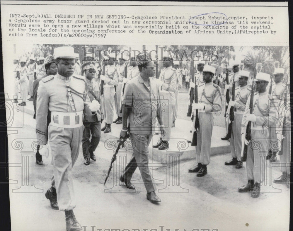 1967 Press Photo Congolese President Joseph Mobutu Kinshasa - Historic Images