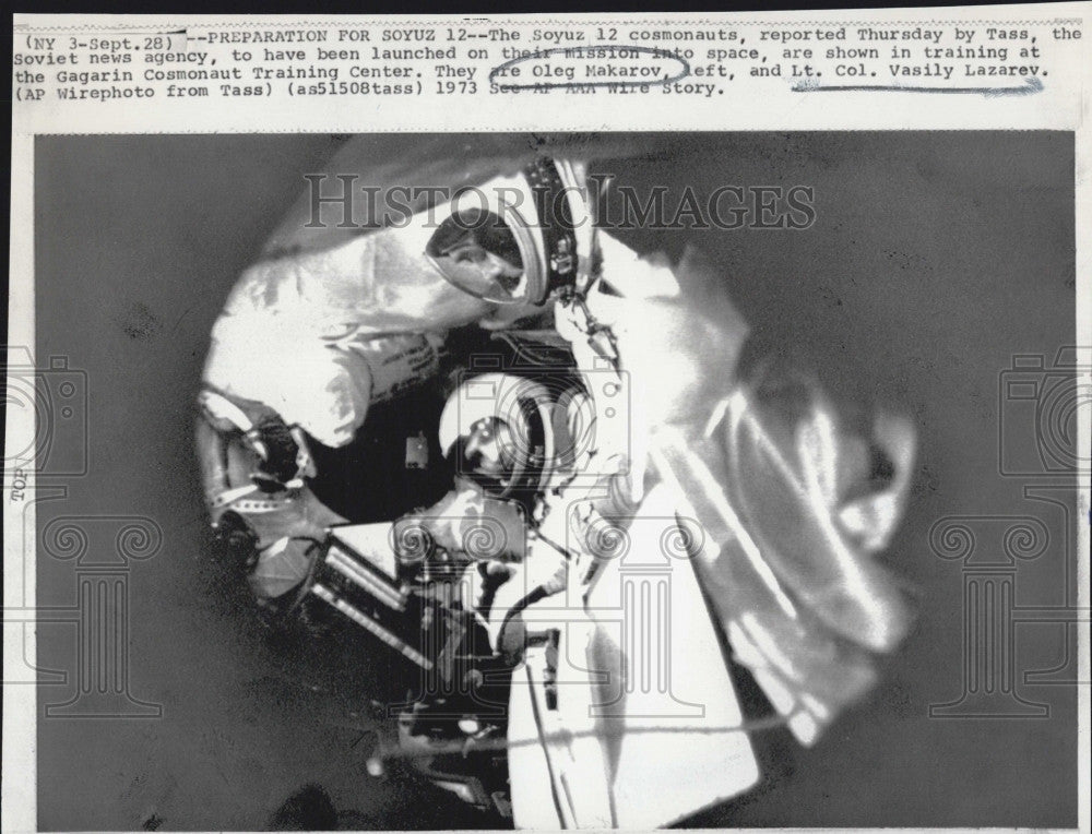 1973 Press Photo Soviet cosmonauts Oleg Makarov &amp; Lt Col V Lazarev - Historic Images