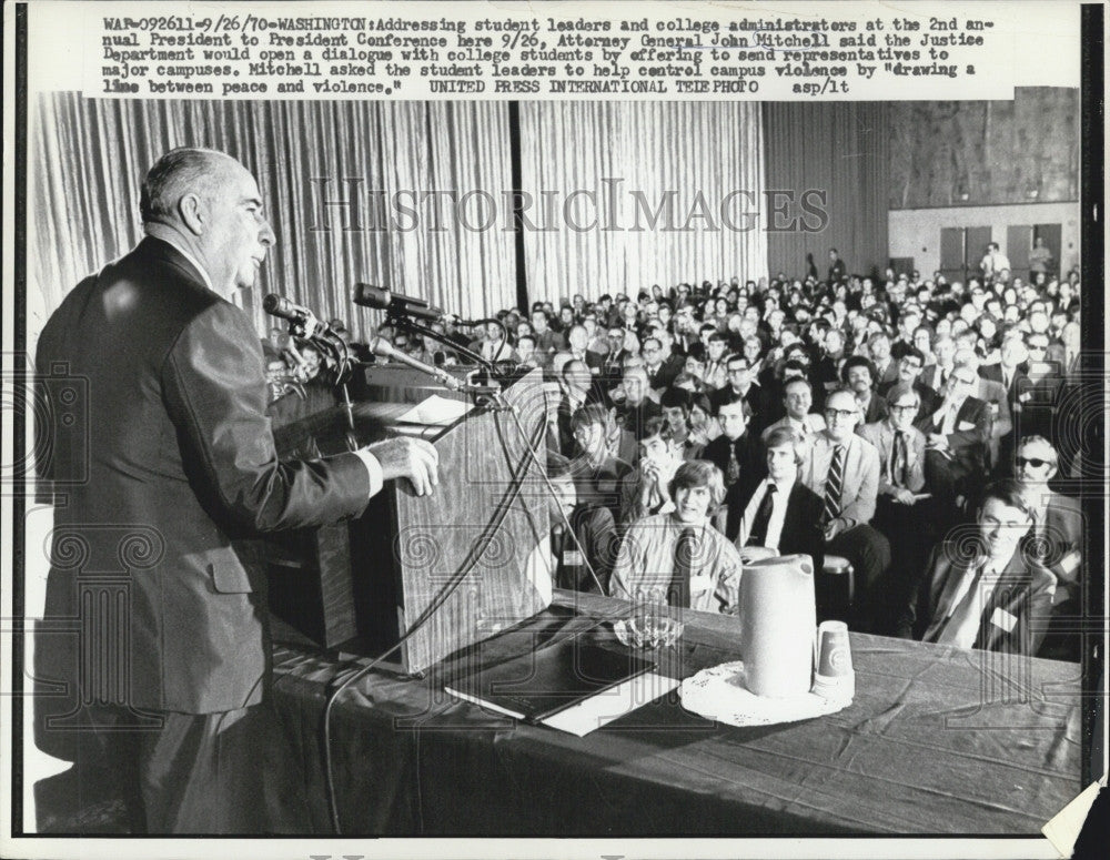 1970 Press Photo  Attorney Gen John Mitchell - Historic Images