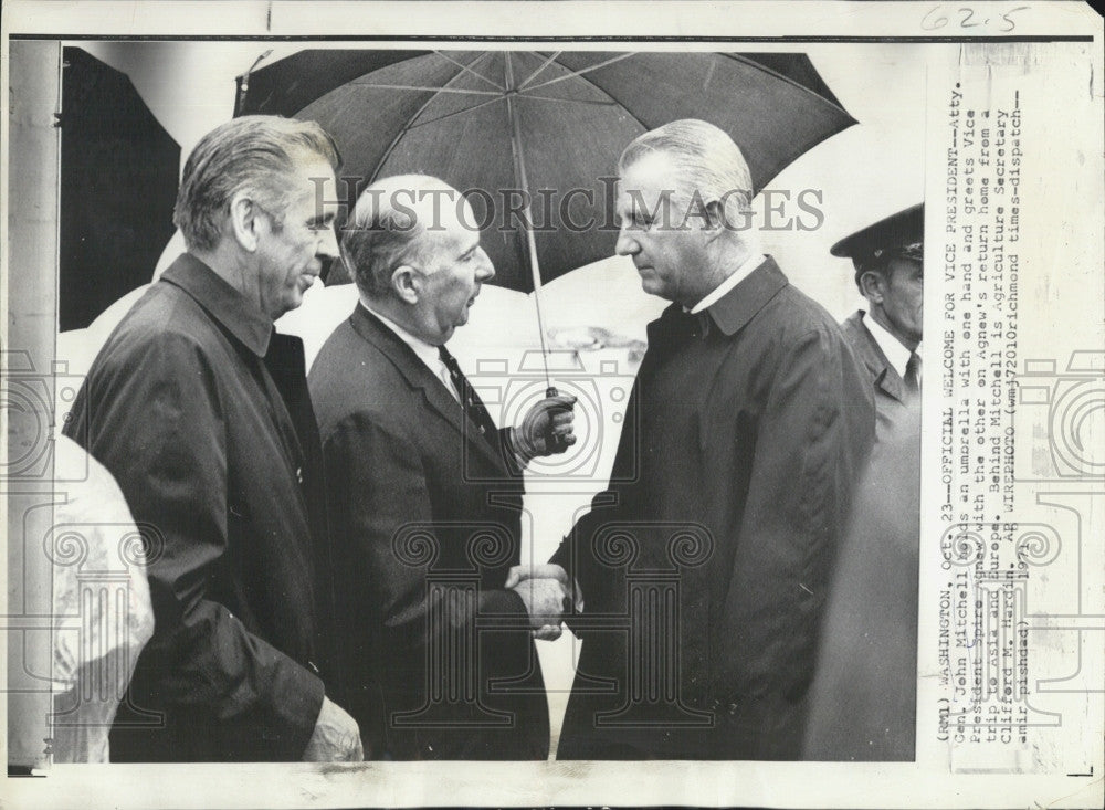 1971 Press Photo Attorney General John Mitchell President Spiro Agnew M Hardin - Historic Images