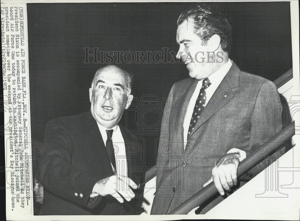 1971 Press Photo President Richard Nixon Attorney General John Mitchell - Historic Images
