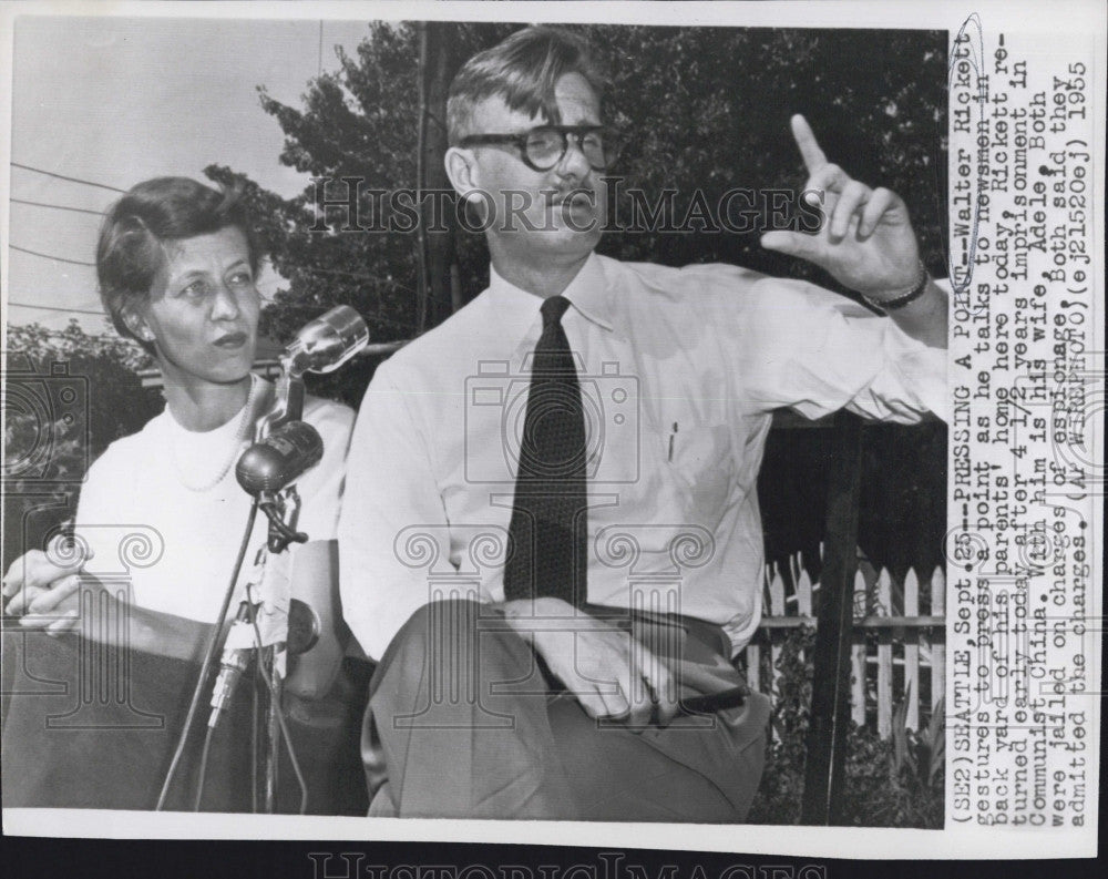 1955 Press Photo Walter Rickett Adele Accused of Espionage China - Historic Images